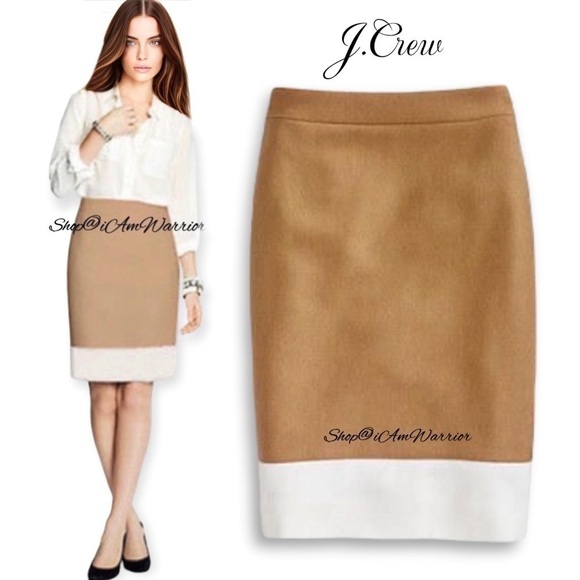 J.Crew NWT colorblock tan/ivory pencil skirt shop@iamwarrior - Picture 1 of 16
